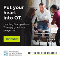 Put your heart into OT. Leading Occupational Therapy graduate programs. University of St. Augustine for Health Sciences. 